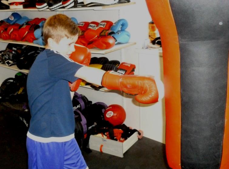 Kyle on the punch bag