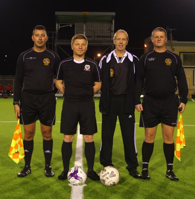 Referee David Morgan (second left) with Martin Oliver, John Woodhouse and Dale Parker