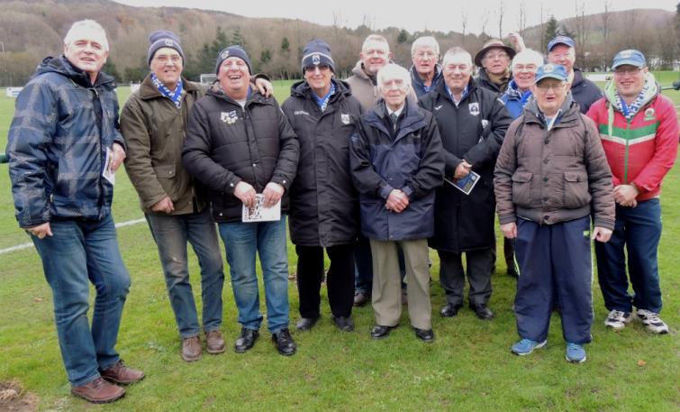 Tony Jones with Haverfordwest County supporters