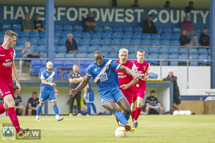 Alhagi Touray Sisay scored a consolation goal for Haverfordwest County in stoppage time