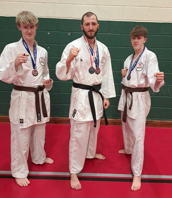 Milford karate trio, Josh Whatling, 20, Gethin Adams, 15, and Connor John, 14