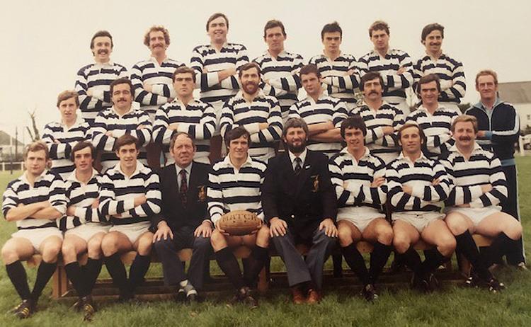 Pictured are the Pembroke County squad who beat Japan at Fishguard Road in 1983. Trevor James is seated in the middle of the front row.