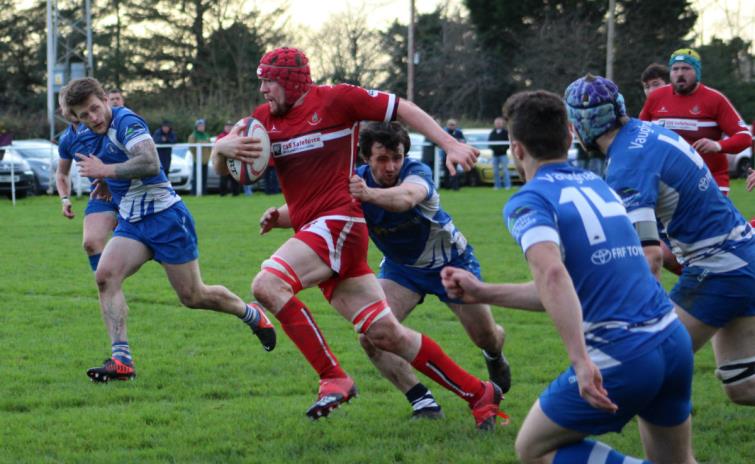 Pembroke  forwards goes on the charge at Crickmarren