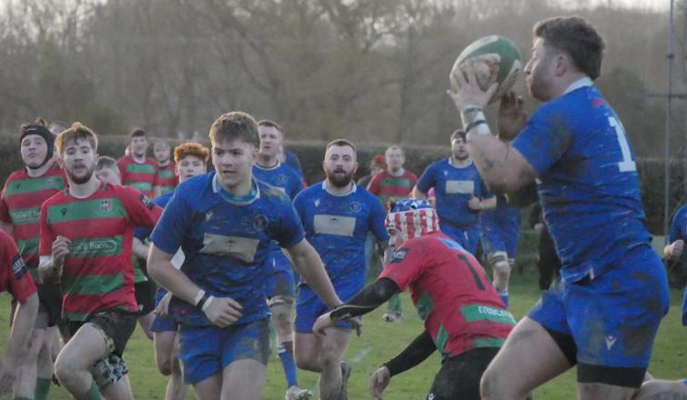 Rampant Blues on the attack at Llanybydder (Pic William John)