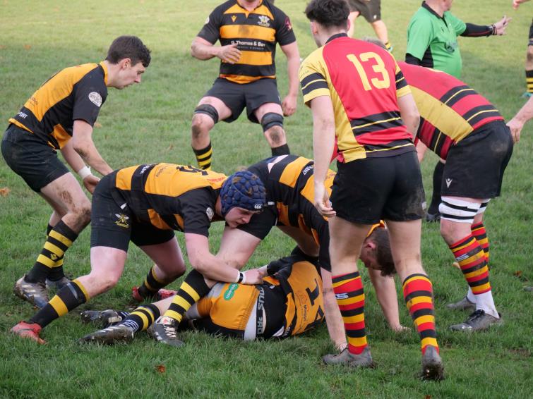 Luke Hayman looks for an opening for Llangwm (William John)