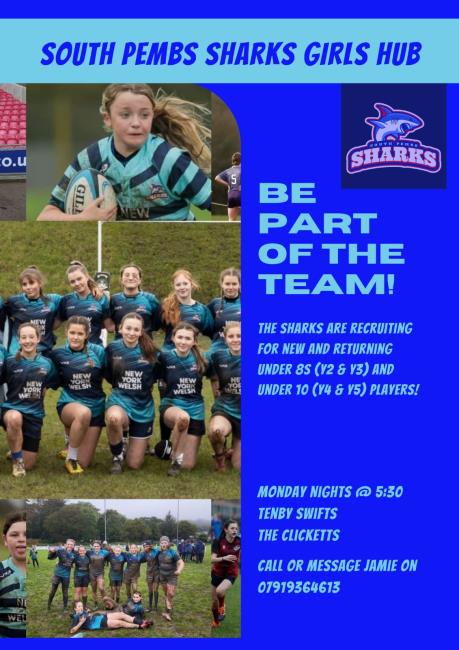 South Pembs Sharks Hub is intent on developing rugby for girls in all the age groups 