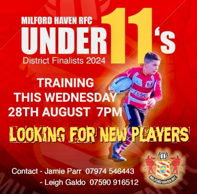 Milford Haven RFC Under 11s - need more junior rugby players