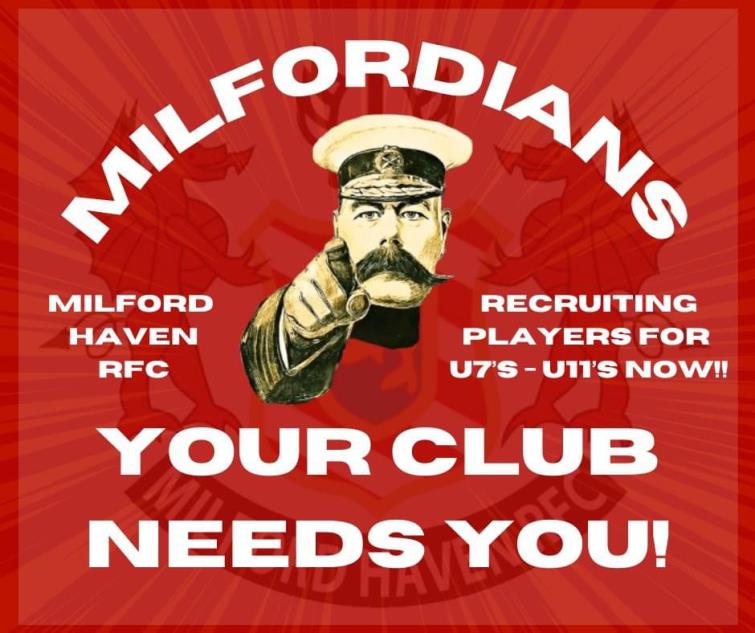 Milford Haven RFC - need junior rugby players to join them