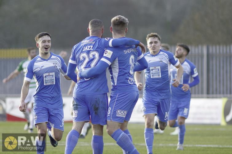 Players celebrated Corey Shephards goal